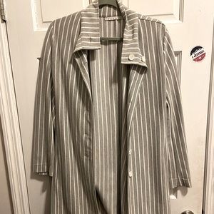 Gray striped jacket, midi length